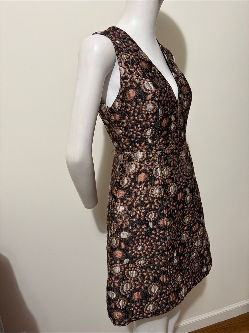 Alice + Olivia Pacey Embellished Lantern Dress Black Metallic Size 4 - Picture 8 of 14
